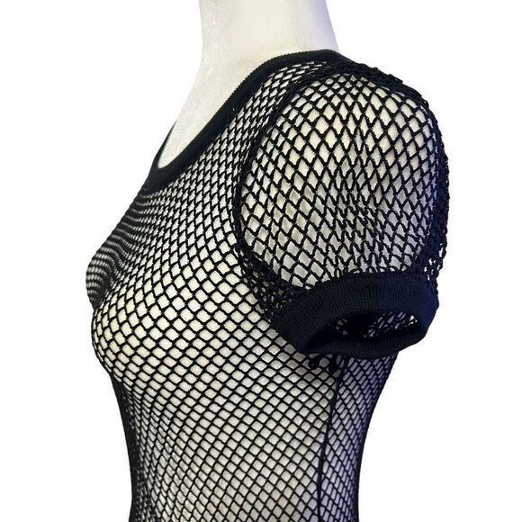MOSCHINO NWT !! Iconic Open-Knit Short-Sleeve Mesh Top BOUTIQUE COLLECTION Black - Picture 6 of 11